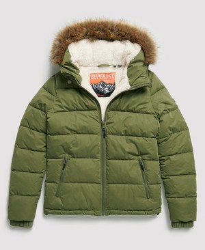 Superdry Kerama Faux Fur Microfibre Női Kabát Khaki | MJQWG4623